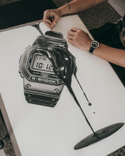 Load image into Gallery viewer, "Tribute To The DW5600 G-Shock" Watch Drawing — Horological Art Print by Artist Tamás Fehér