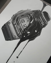 Load image into Gallery viewer, "Tribute To The DW5600 G-Shock" Watch Drawing — Horological Art Print by Artist Tamás Fehér