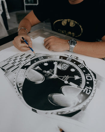 "Batman" GMT-Master II Watch Drawing — Horological Art Print by Artist Tamás Fehér
