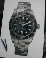 Load image into Gallery viewer, &quot;Black Bay Then &amp; Now&quot; Watch Drawing — Horological Art Print by Artist Tamás Fehér