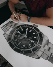 Load image into Gallery viewer, &quot;Black Bay Then &amp; Now&quot; Watch Drawing — Horological Art Print by Artist Tamás Fehér
