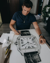 Load image into Gallery viewer, &quot;Tribute to Santos 2020&quot; Watch Drawing — Horological Art Print by Artist Tamás Fehér