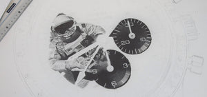 "Tribute To Ed White's Speedmaster" Watch Drawing — Horological Art Print by Artist Tamás Fehér