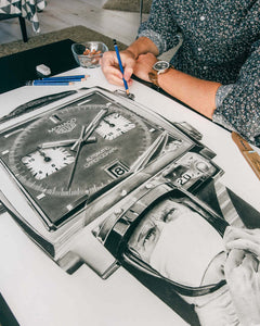 "Le Mans Chronograph" Watch Drawing — Horological Art Print by Artist Tamás Fehér