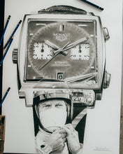 Load image into Gallery viewer, &quot;Le Mans Chronograph&quot; Watch Drawing — Horological Art Print by Artist Tamás Fehér