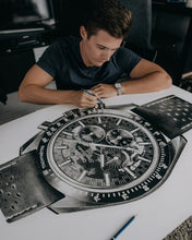Load image into Gallery viewer, &quot;Moonwatch Apollo 8&quot; Watch Drawing — Horological Art Print by Artist Tamás Fehér