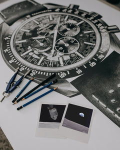 "Moonwatch Apollo 8" Watch Drawing — Horological Art Print by Artist Tamás Fehér