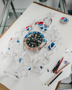 Tribute To The Pepsi GMT Watch Drawing — Horological Art Print by Artist Tamás Fehér