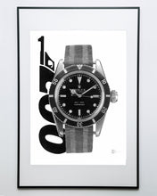 Load image into Gallery viewer, Tribute To Sean Connery &amp; His Bond Rolex Submariner 6538 — Horological Art Print by Artist Tamás Fehér