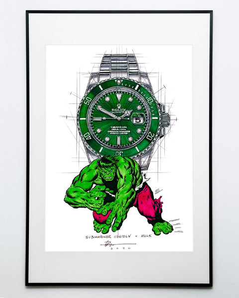 Rolex Submariner Hulk Tribute — Horological Art Print by Artist Ben Li