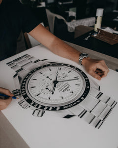 "Moonwatch Snoopy Apollo 13" Watch Drawing — Horological Art Print by Artist Tamás Fehér
