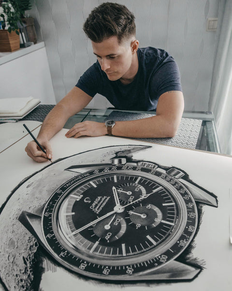 Tribute To The Moonwatch Watch Drawing — Horological Art Print by Artist Tamás Fehér