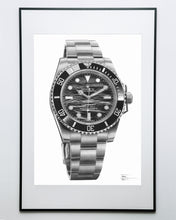 Load image into Gallery viewer, &quot;Submariner Ref. 114060&quot; Waves Watch Drawing — Horological Art Print by Artist Tamás Fehér