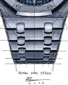 Tribute To The Royal Oak 15500 Watch Drawing — Horological Art Print by Artist Ben Li