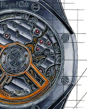 Load image into Gallery viewer, Tribute To The Royal Oak &amp; AP Calibre 4302 Watch Drawing — Horological Art Print by Artist Ben Li