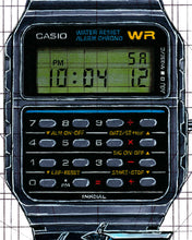 Load image into Gallery viewer, Casio CA-53W Watch Drawing &amp; Tribute To Back To The Future — Horological Art Print by Artist Ben Li