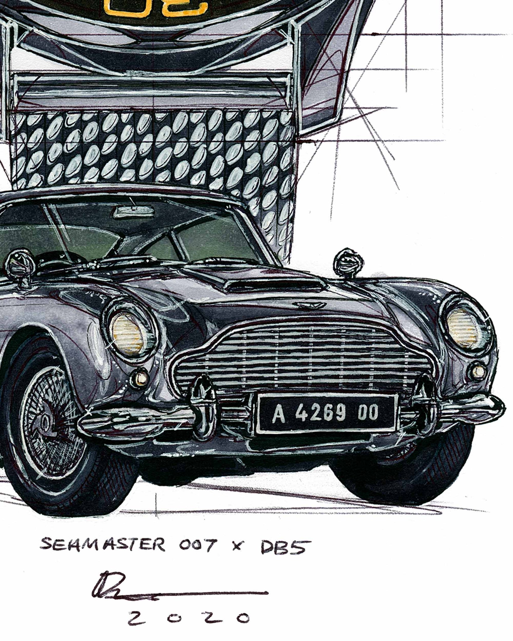 Watch Drawing Tribute To Omega Seamaster 300M Bond s DB5 By Ben Li watch-drawing-tribute-to-omega-seamaster-300m-bond-s-db5-by-ben-li