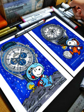 Load image into Gallery viewer, Omega Moonwatch Snoopy Award 50th Anniversary Watch Drawing — Horological Art Print by Artist Ben Li