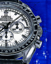 Load image into Gallery viewer, Omega Moonwatch Snoopy Award 45th Anniversary Watch Drawing — Horological Art Print by Artist Ben Li