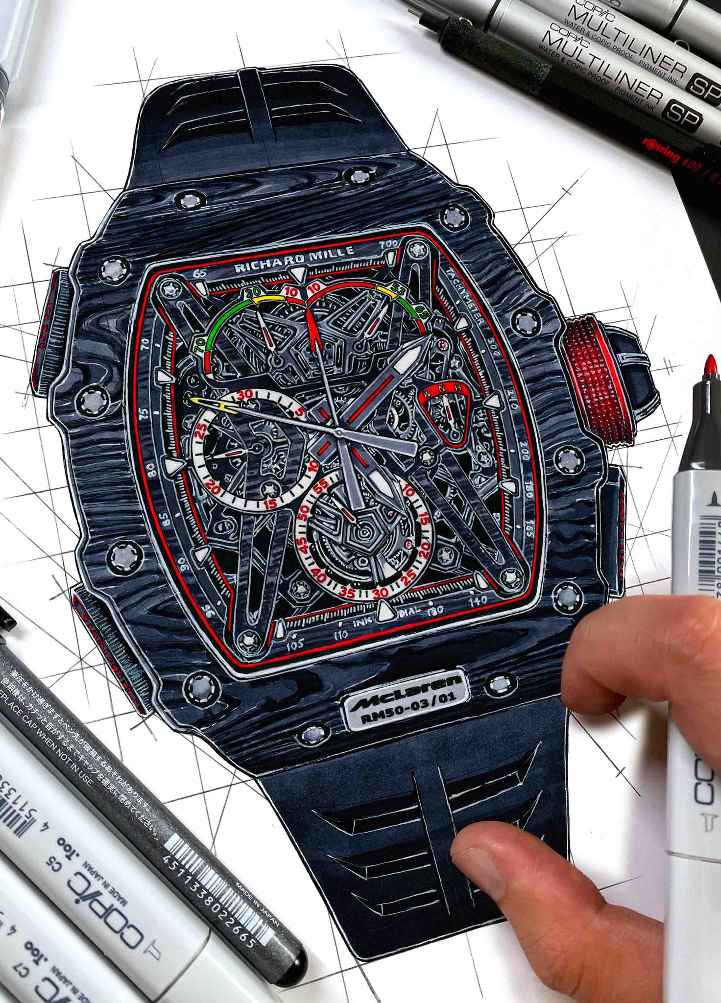 Watchmaker Drawing Watch Drawing Tribute To Richard Mille RM 50-03 Chronograph By Ben Li ...