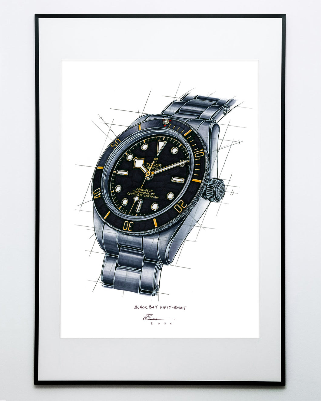 Tudor Black Bay BB58 Watch Tribute — Horological Art Print by Artist Ben Li