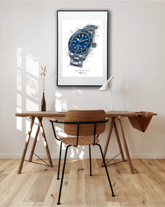 Tudor Black Bay BB58 Navy Blue Watch Tribute — Horological Art Print by Artist Ben Li