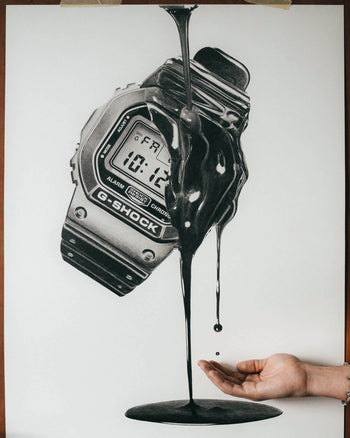"Tribute To The DW5600 G-Shock" Watch Drawing — Horological Art Print by Artist Tamás Fehér